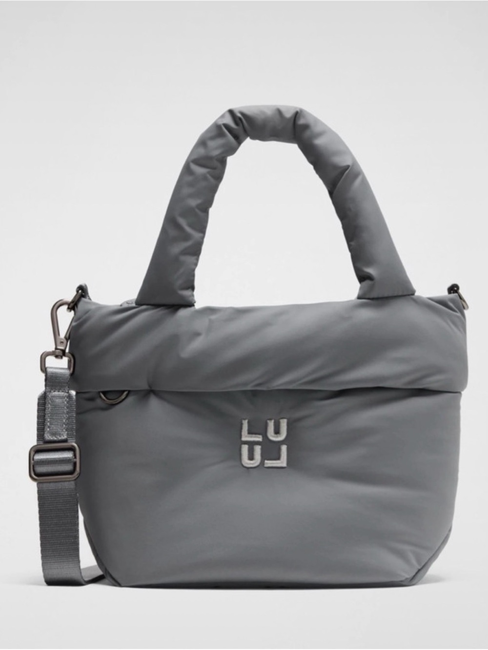 lululemon athletica Quilted Gray Puffer Tote with Removable Strap